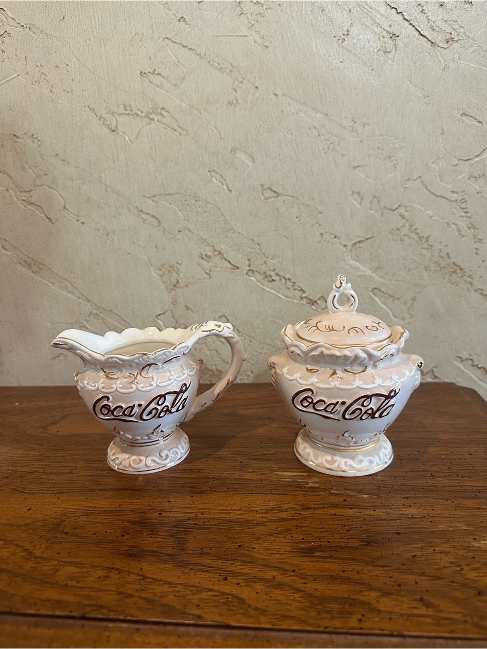 Vintage 1998 Coca-Cola Victorian Style Sugar and Creamer Set